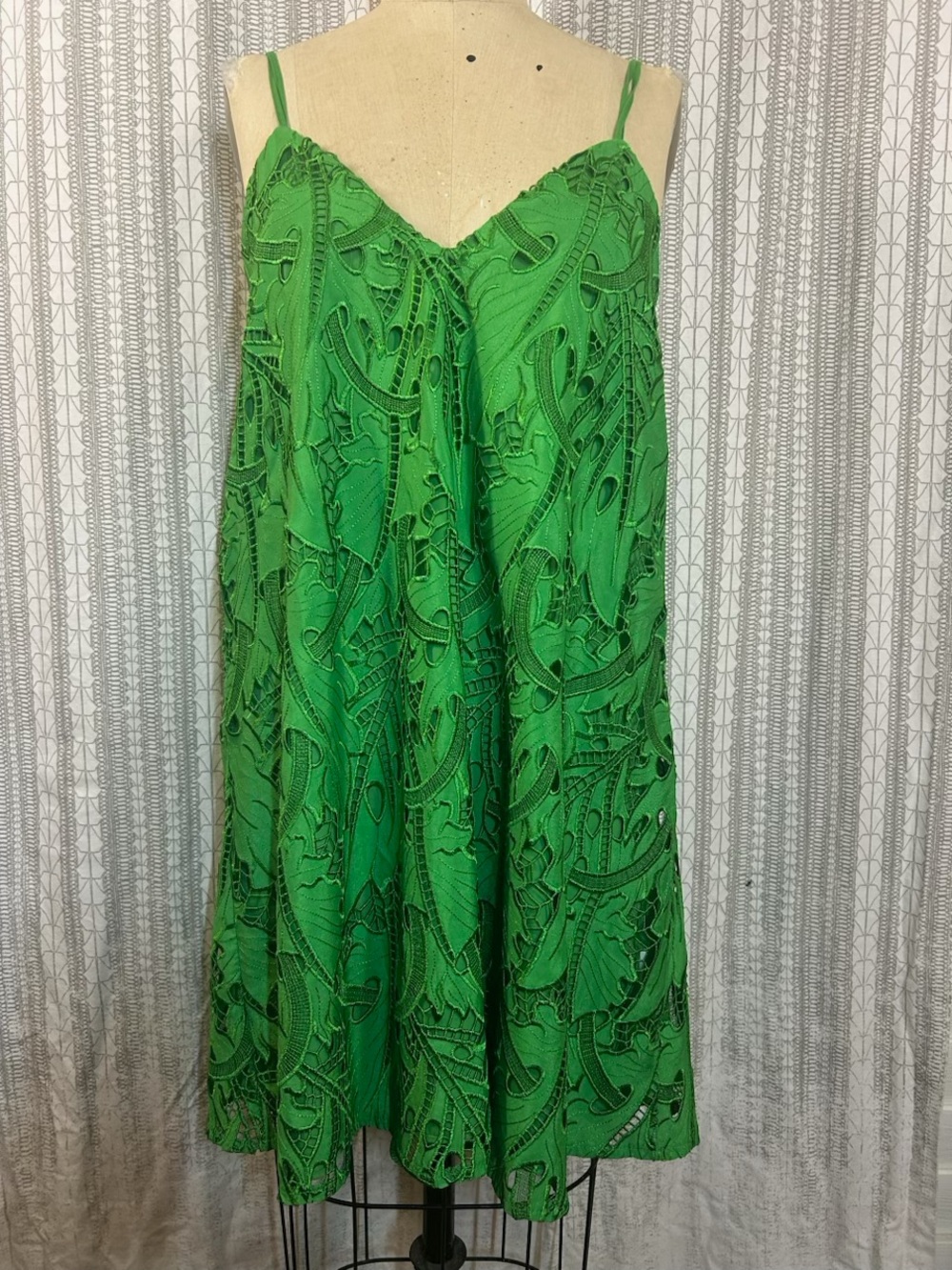 Topshop Oversized Emerald Green Lace-Overlay Midi Slip Dress